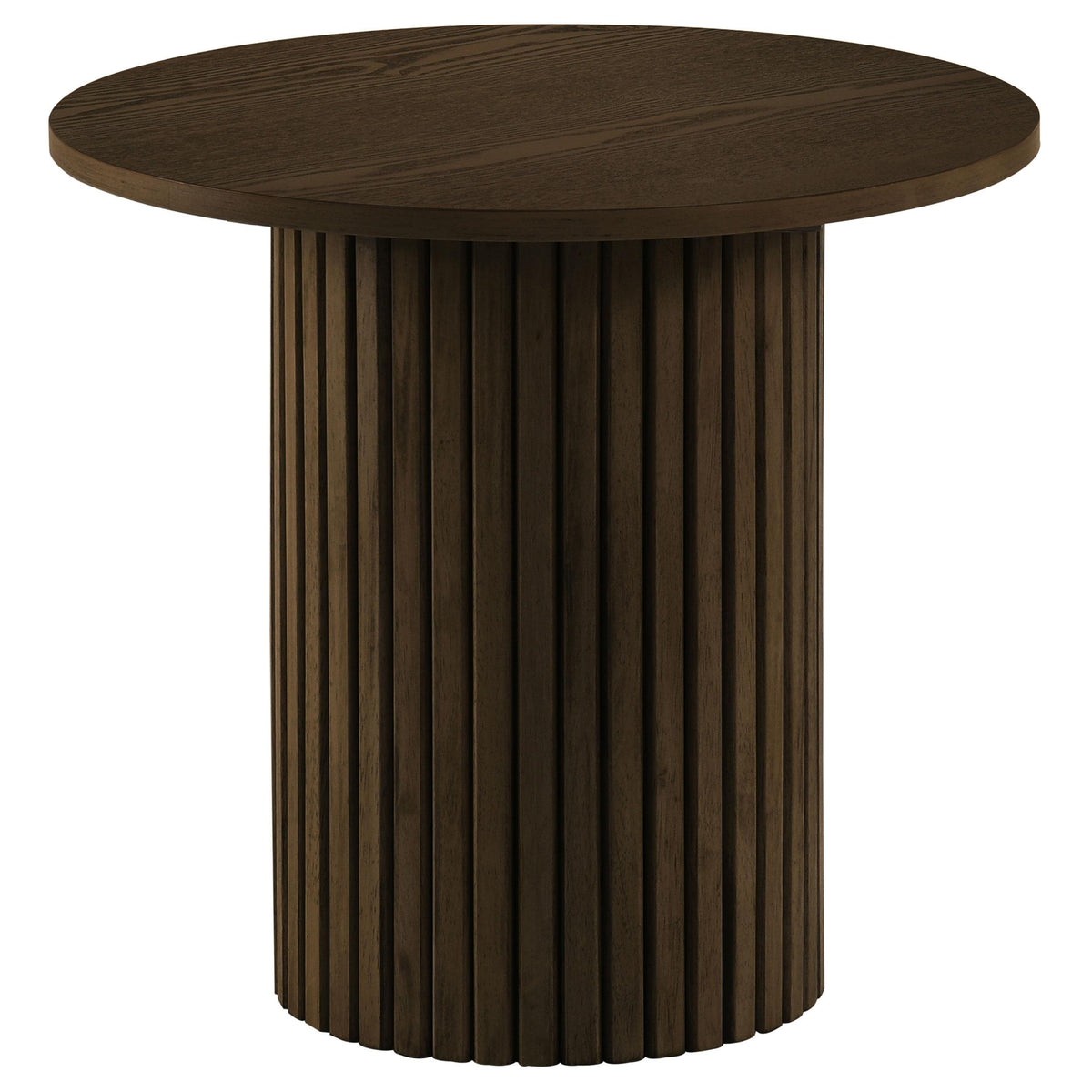  Coaster Furniture Hamlyn 706517 Round Fluted Occasional End Table - Walnut IMAGE 1