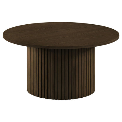  Coaster Furniture Hamlyn 706518 Round Fluted Occasional Coffee Table - Walnut IMAGE 1