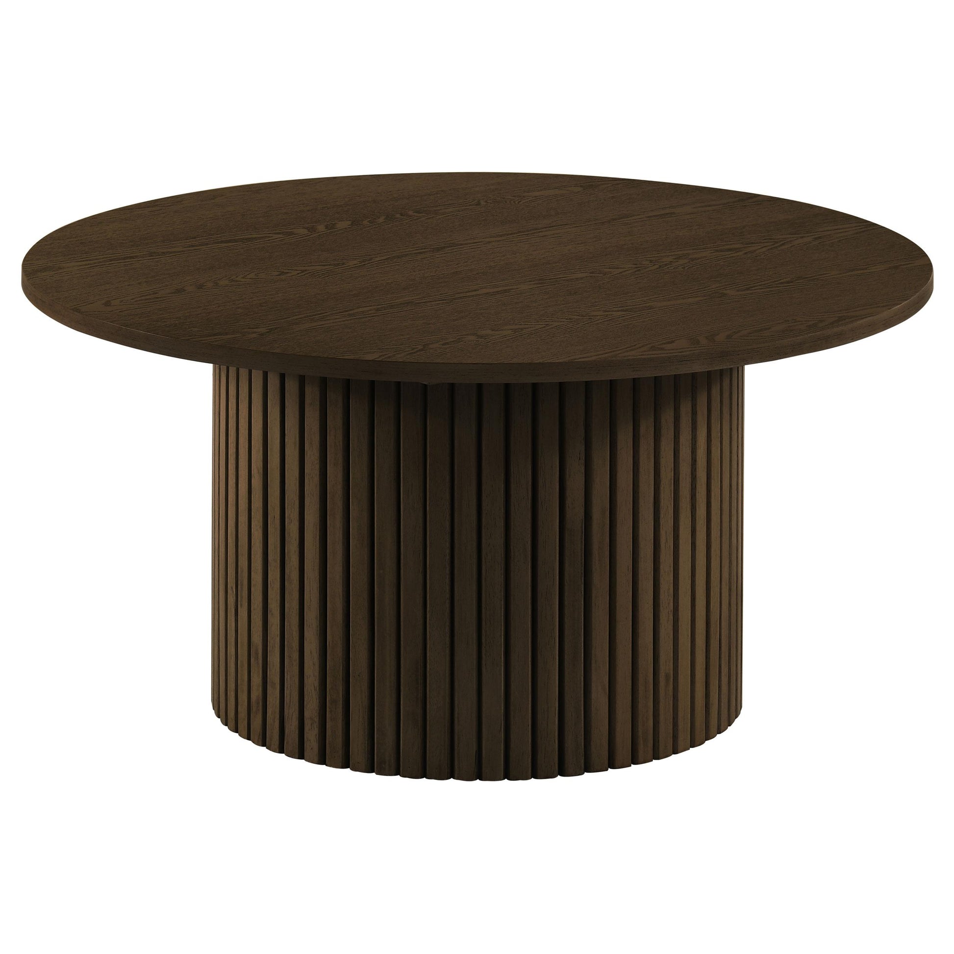  Coaster Furniture Hamlyn 706518-S2 2-piece Round Fluted Coffee and End Table Set - Walnut IMAGE 5