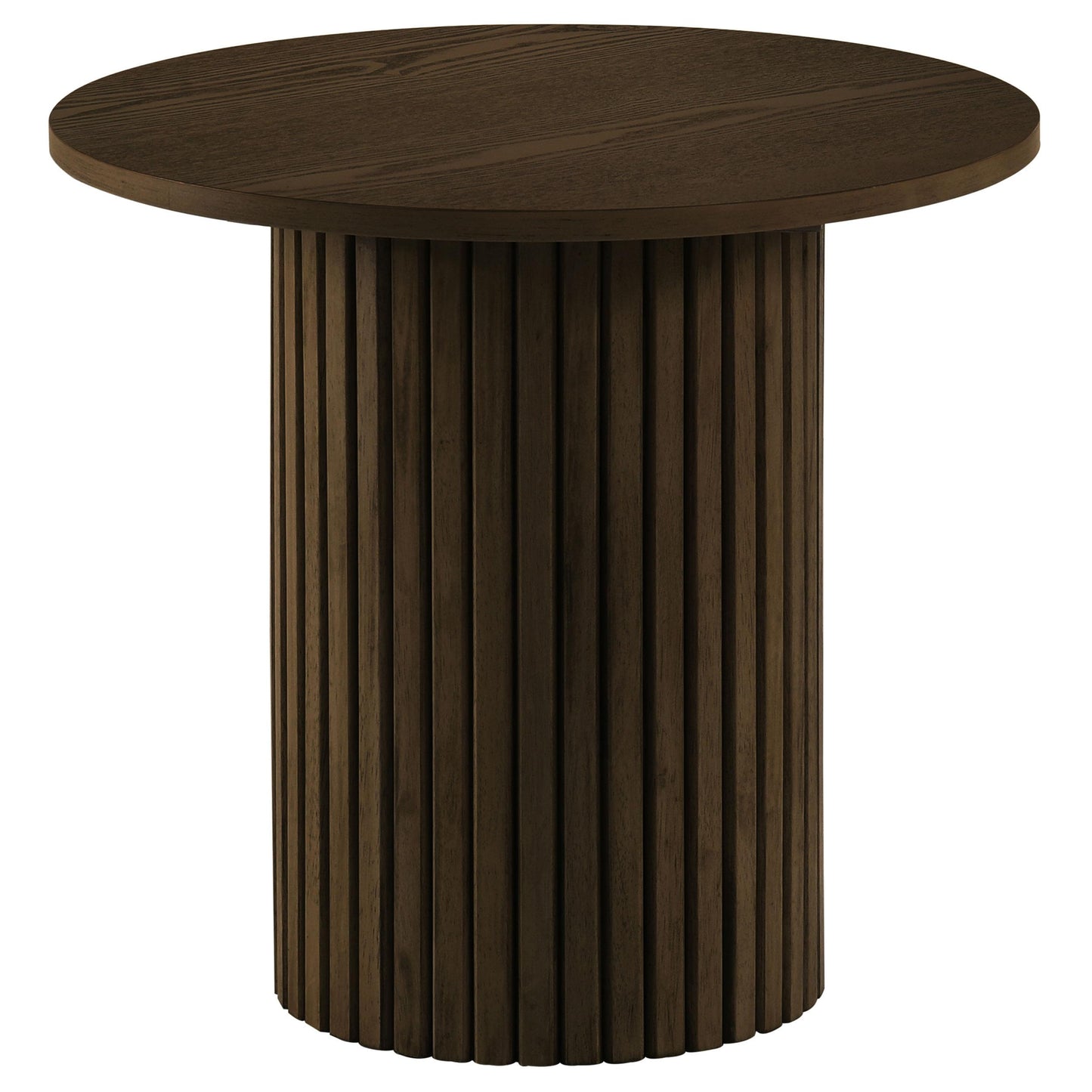  Coaster Furniture Hamlyn 706518-S2 2-piece Round Fluted Coffee and End Table Set - Walnut IMAGE 7