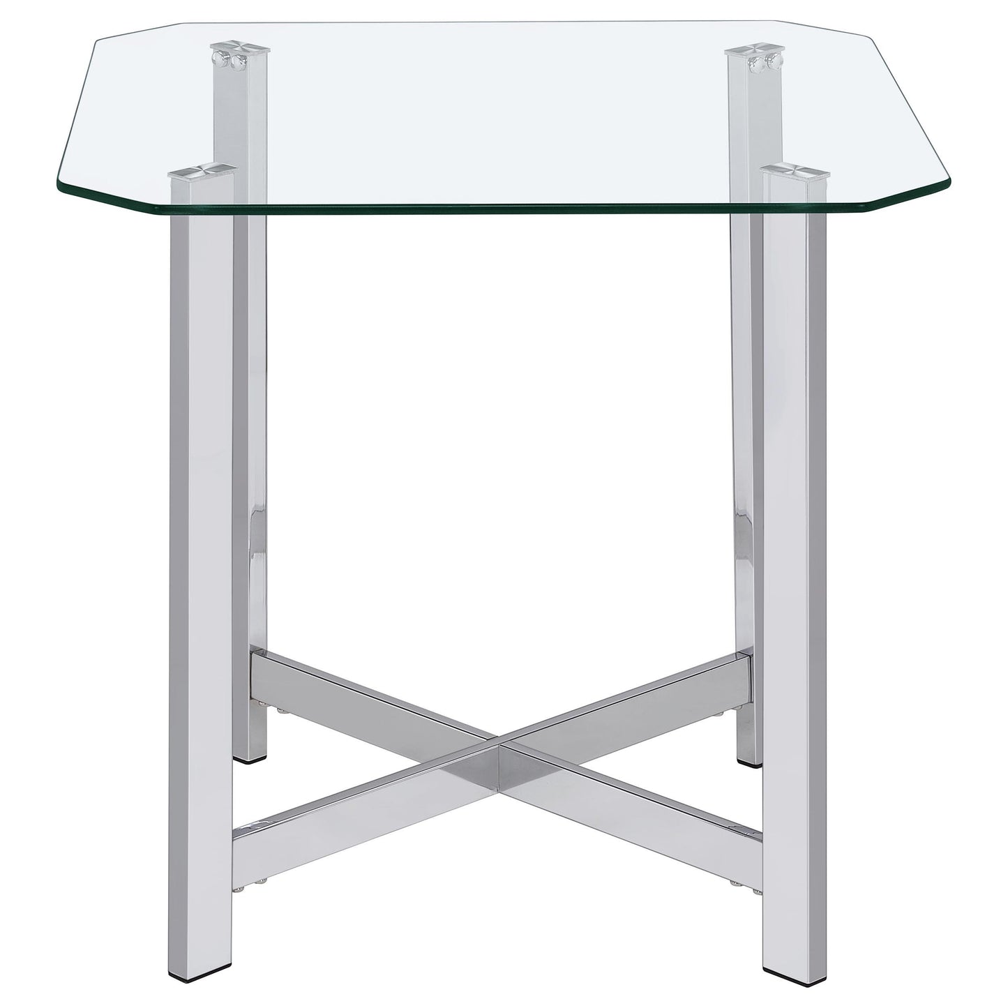  Coaster Furniture Cronin 706567 Square Tempered Glass Top End Table - Chrome IMAGE 1