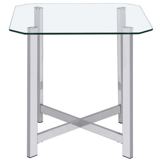  Coaster Furniture Cronin 706567 Square Tempered Glass Top End Table - Chrome IMAGE 1