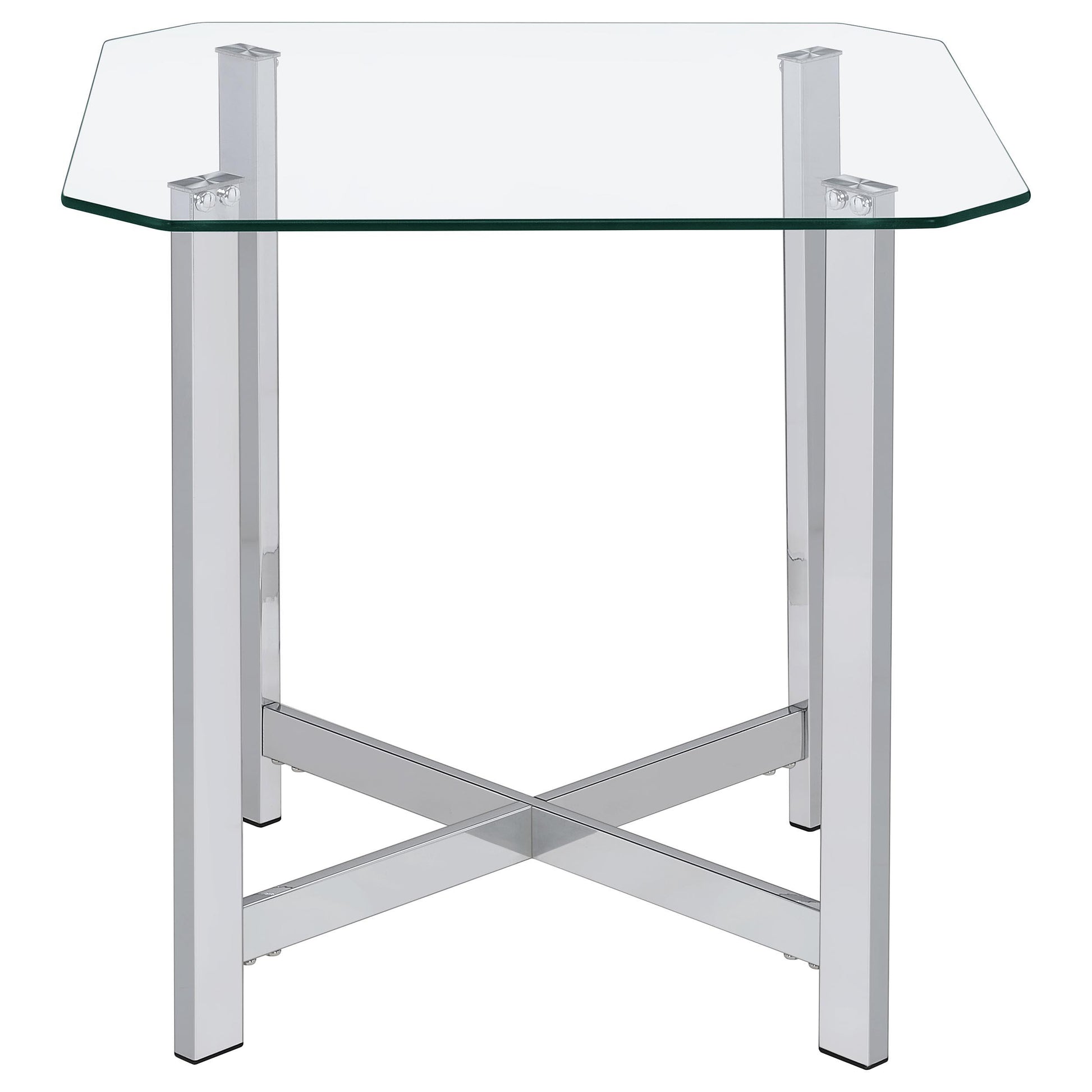  Coaster Furniture Cronin 706567 Square Tempered Glass Top End Table - Chrome IMAGE 3