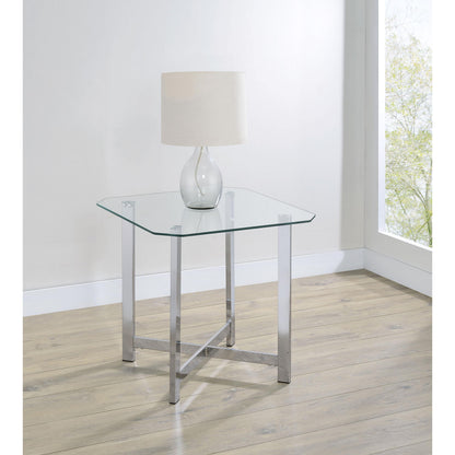  Coaster Furniture Cronin 706567 Square Tempered Glass Top End Table - Chrome IMAGE 4