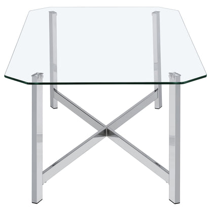  Coaster Furniture Cronin 706568 Rectangular Tempered Glass Top Coffee Table - Chrome IMAGE 4