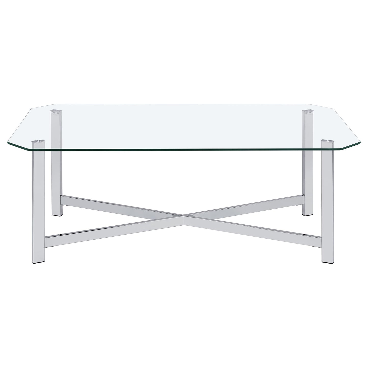  Coaster Furniture Cronin 706568-S2 2-piece Tempered Glass Top Coffee Table Set - Chrome IMAGE 2