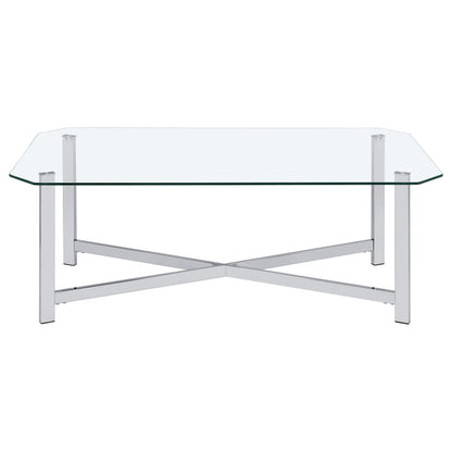  Coaster Furniture Cronin 706568-S2 2-piece Tempered Glass Top Coffee Table Set - Chrome IMAGE 2