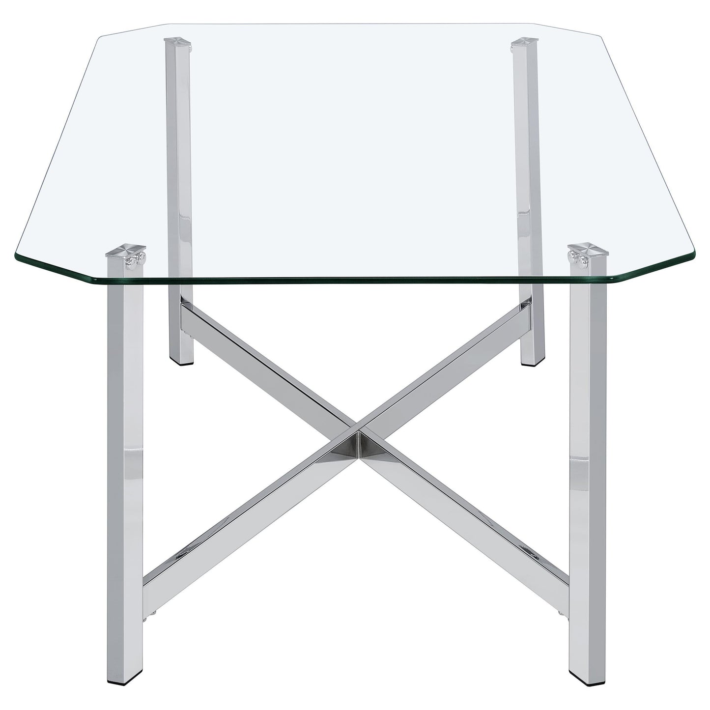  Coaster Furniture Cronin 706568-S2 2-piece Tempered Glass Top Coffee Table Set - Chrome IMAGE 3