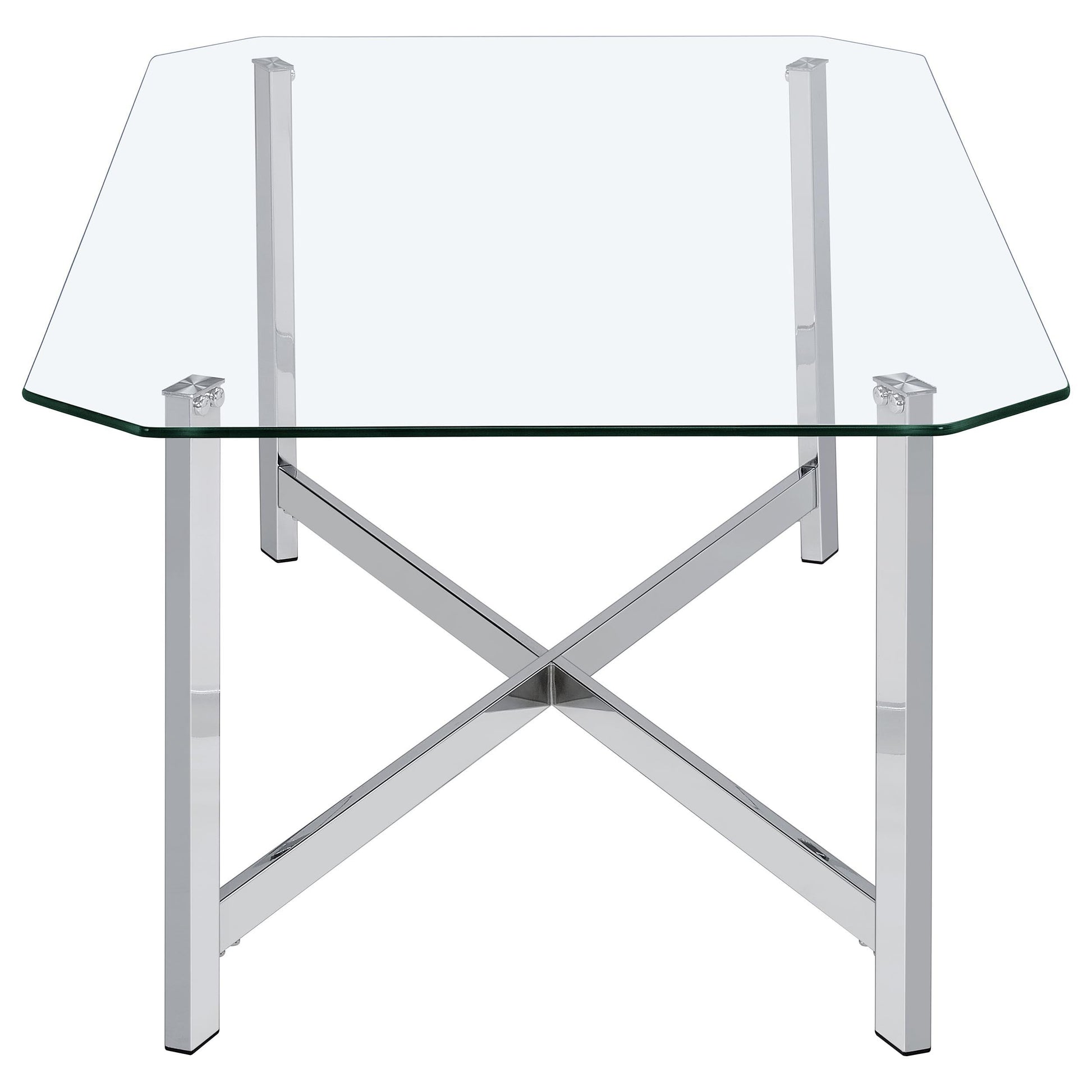  Coaster Furniture Cronin 706568-S2 2-piece Tempered Glass Top Coffee Table Set - Chrome IMAGE 3