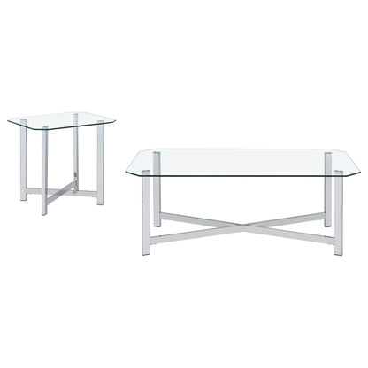  Coaster Furniture Cronin 706568-S2 2-piece Tempered Glass Top Coffee Table Set - Chrome IMAGE 6