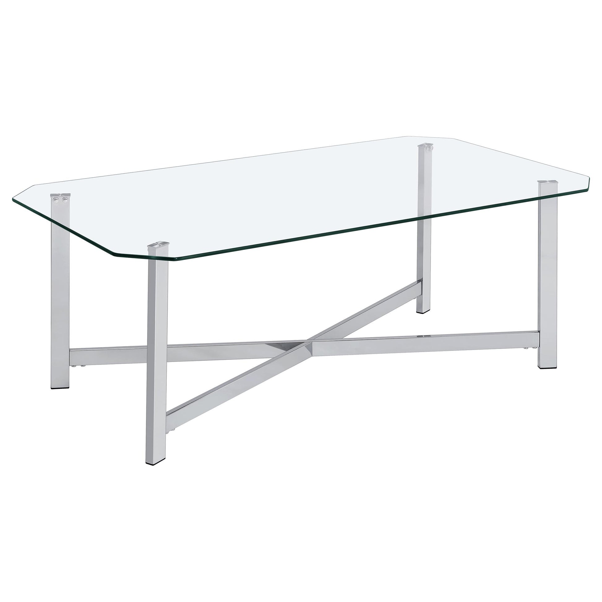  Coaster Furniture Cronin 706568-S2 2-piece Tempered Glass Top Coffee Table Set - Chrome IMAGE 7