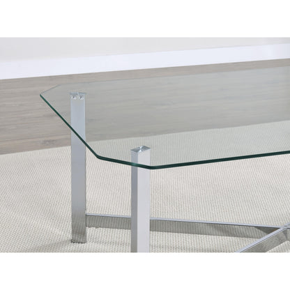  Coaster Furniture Cronin 706568-S2 2-piece Tempered Glass Top Coffee Table Set - Chrome IMAGE 8