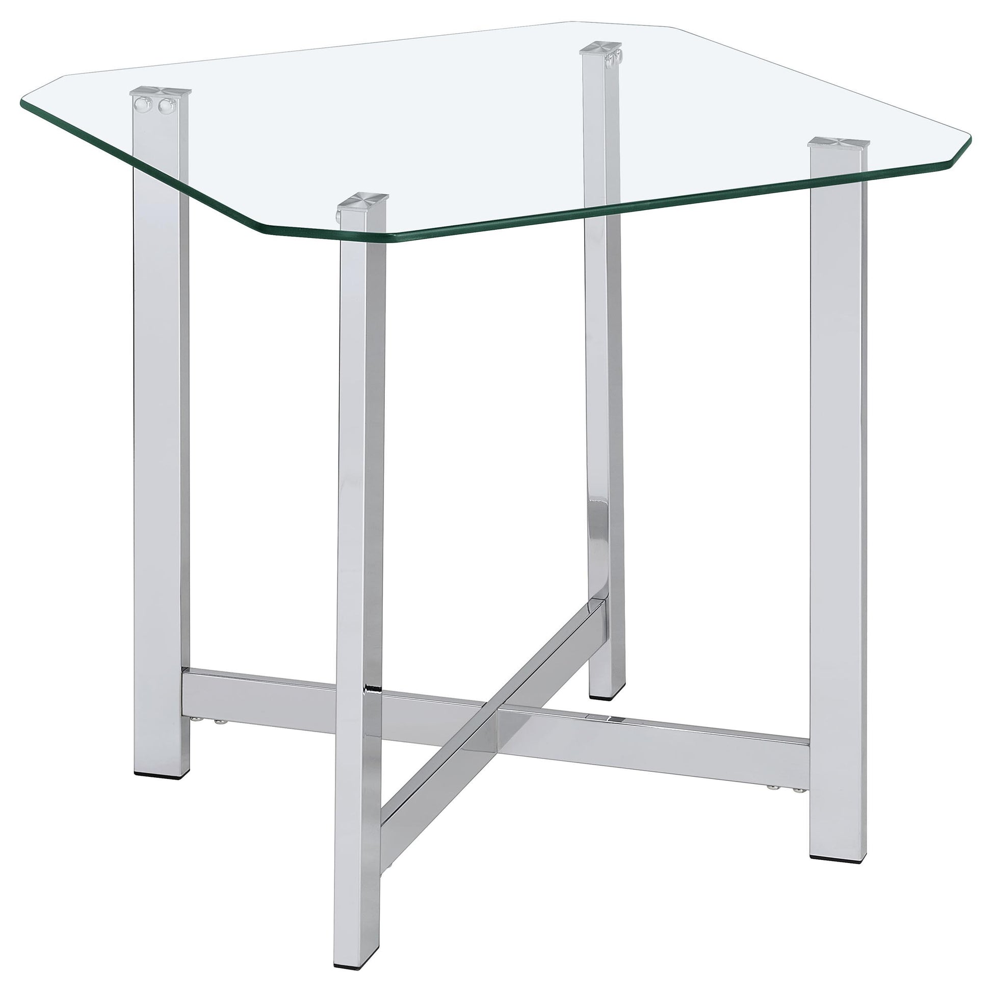  Coaster Furniture Cronin 706568-S3 3-piece Tempered Glass Top Coffee Table Set - Chrome IMAGE 10