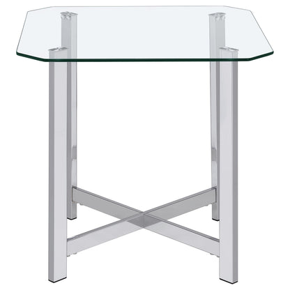  Coaster Furniture Cronin 706568-S3 3-piece Tempered Glass Top Coffee Table Set - Chrome IMAGE 2