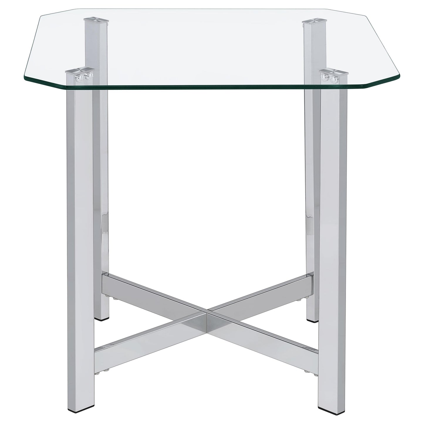  Coaster Furniture Cronin 706568-S3 3-piece Tempered Glass Top Coffee Table Set - Chrome IMAGE 3