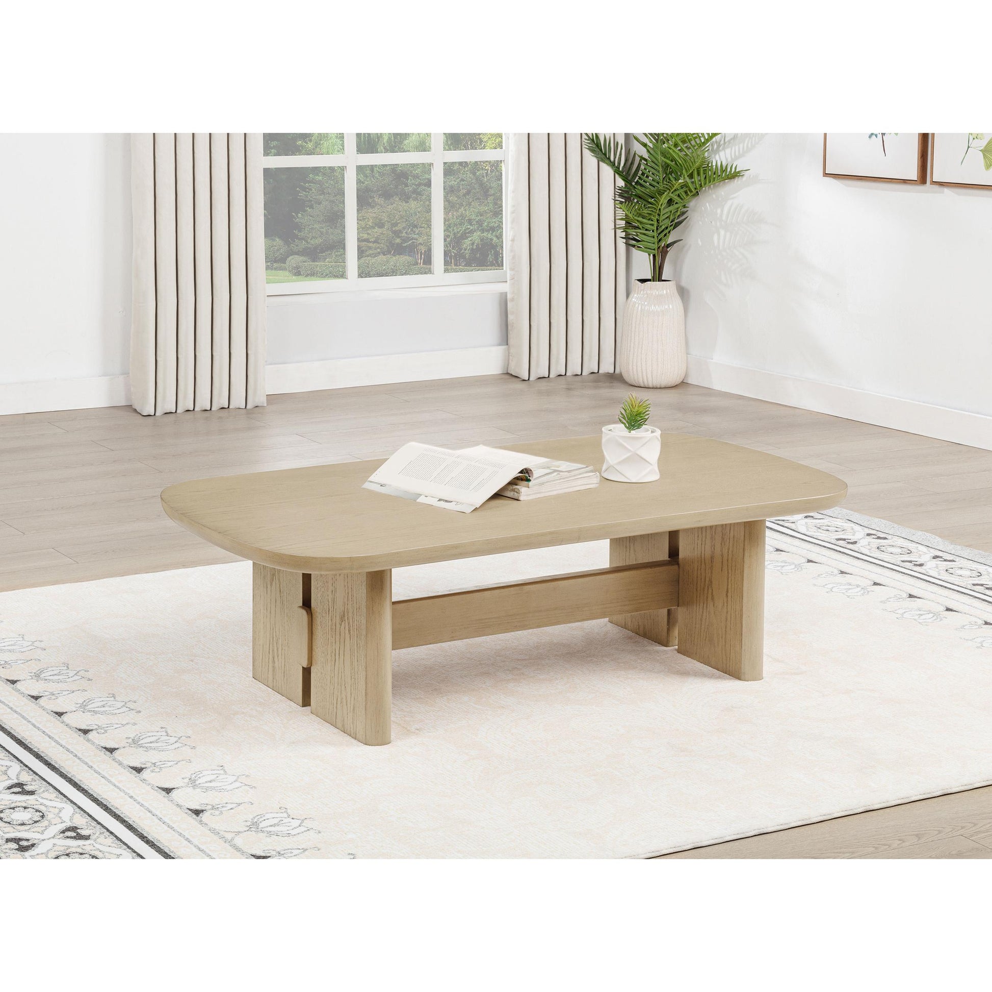  Coaster Furniture Kailani 706588 Coastal Rectangular Coffee Table - Beige Oak IMAGE 4