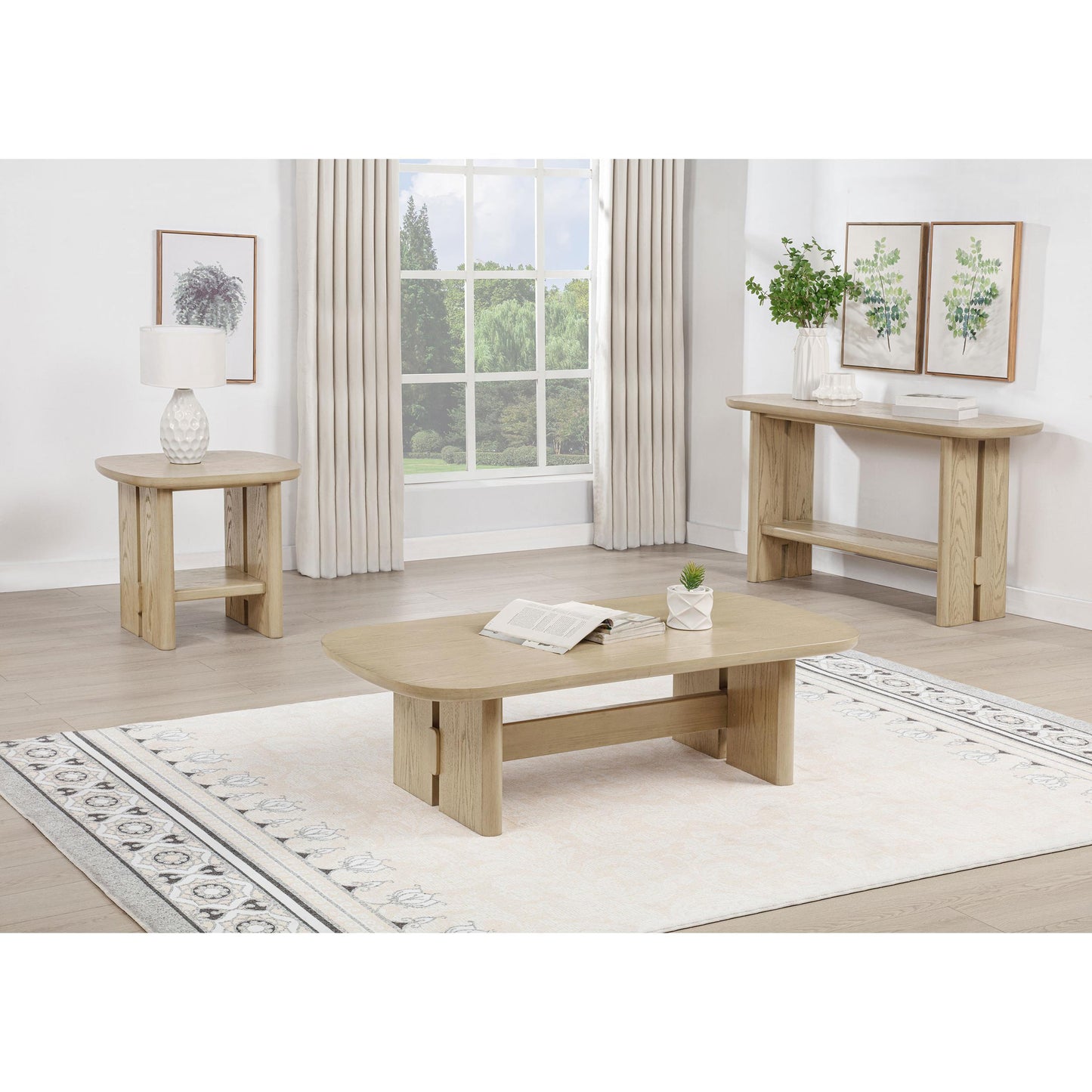  Coaster Furniture Kailani 706588 Coastal Rectangular Coffee Table - Beige Oak IMAGE 8