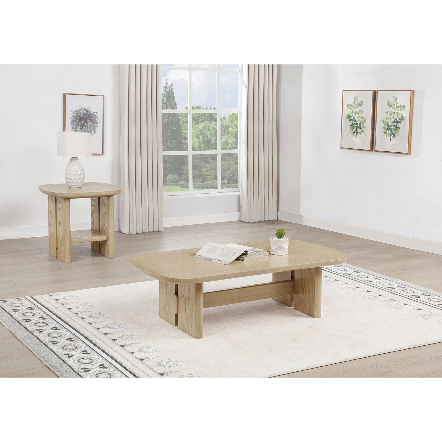  Coaster Furniture Kailani 706588-S2 2-piece Coastal Coffee and End Table Set - Beige Oak IMAGE 1