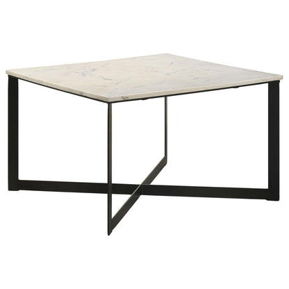  Coaster Furniture Tobin 707698-S2 2-piece Marble Top Coffee and End Table Set - White IMAGE 4