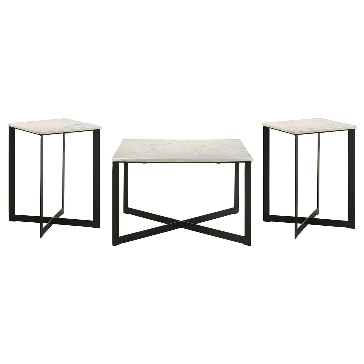  Coaster Furniture Tobin 707698-S3 3-piece Marble Top Coffee and End Table Set - White IMAGE 1