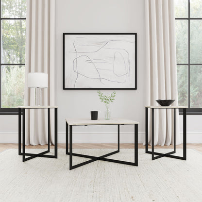  Coaster Furniture Tobin 707698-S3 3-piece Marble Top Coffee and End Table Set - White IMAGE 3
