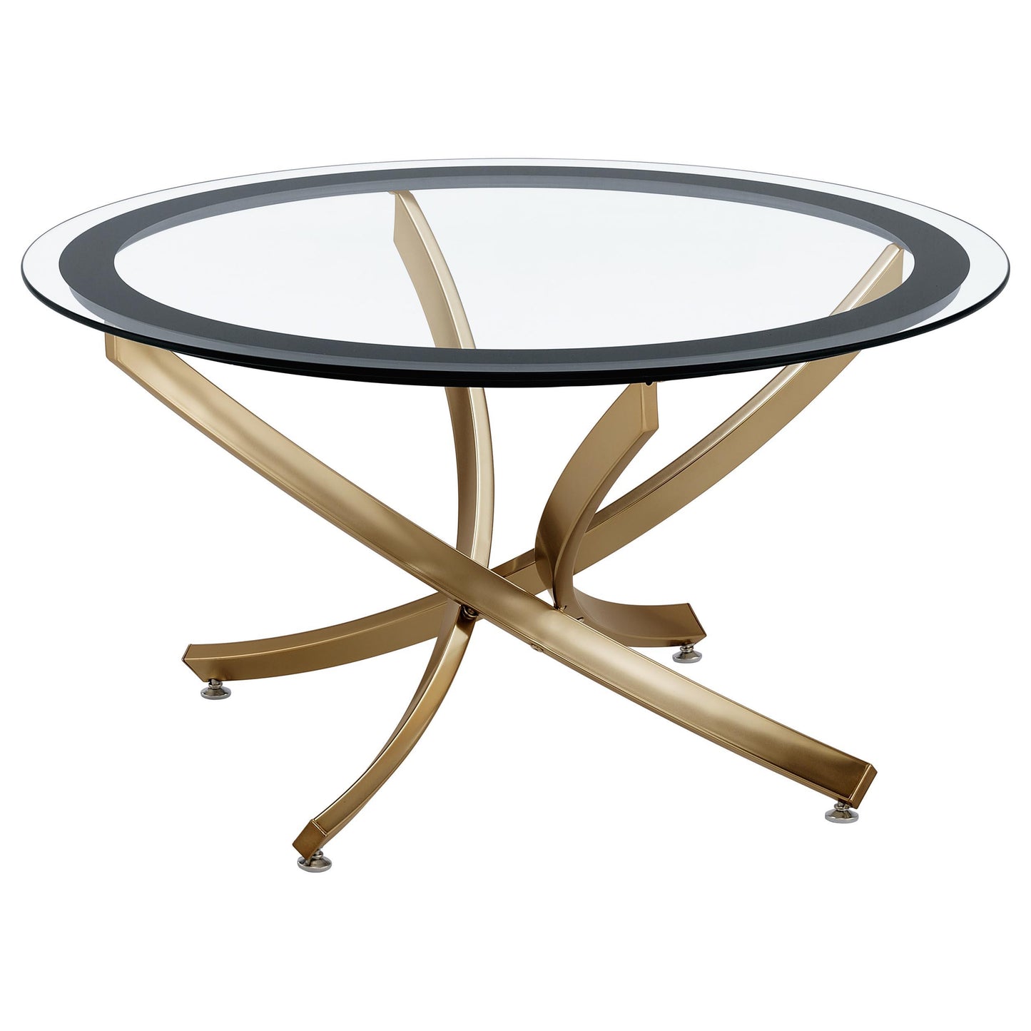  Coaster Furniture Brooke 707888-S3 3-piece Round Coffee and End Table Set - Rose Brass IMAGE 4