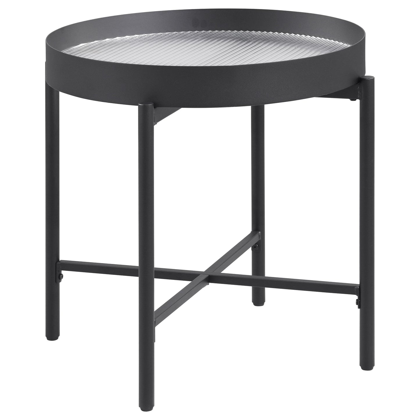  Coaster Furniture Ozella 707897 Round Side Table with Recessed Top - Sandy Black IMAGE 2