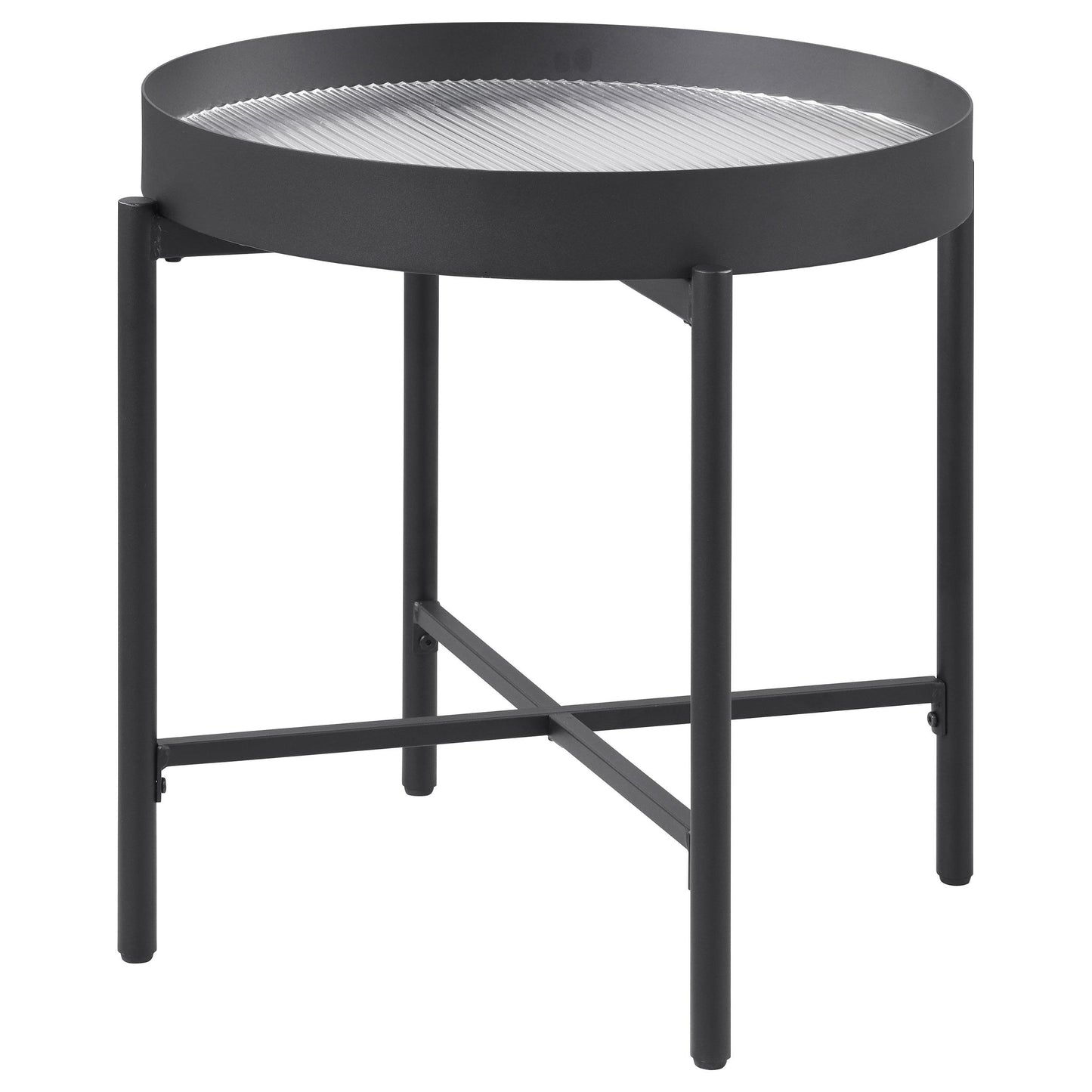  Coaster Furniture Ozella 707897 Round Side Table with Recessed Top - Sandy Black IMAGE 4