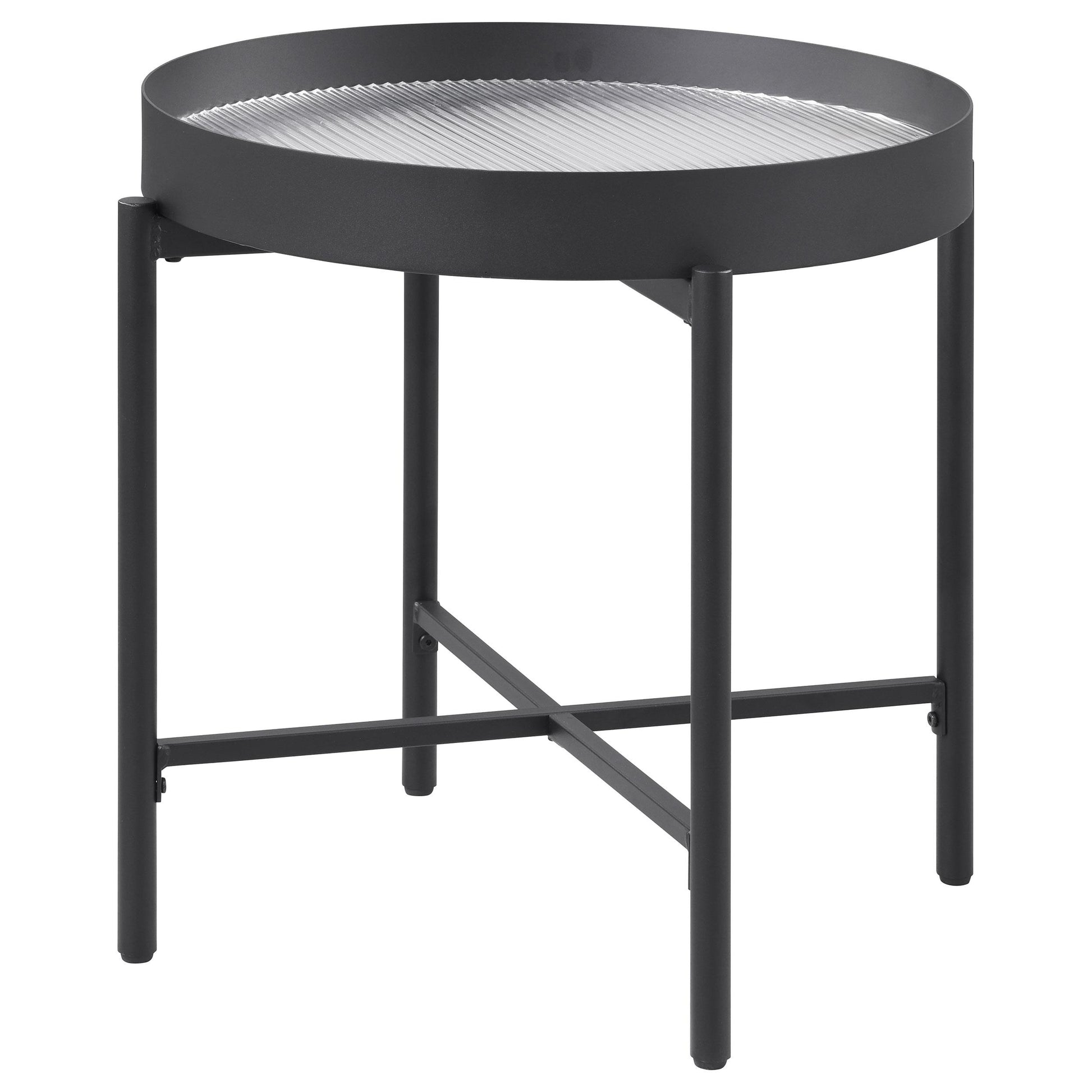  Coaster Furniture Ozella 707897 Round Side Table with Recessed Top - Sandy Black IMAGE 4