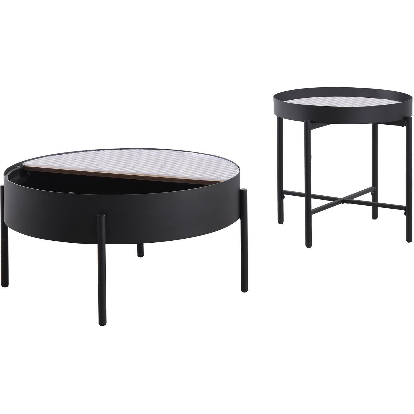  Coaster Furniture Ozella 707898-S2 2-piece Round Coffee and End Table Set - Sandy Black IMAGE 6