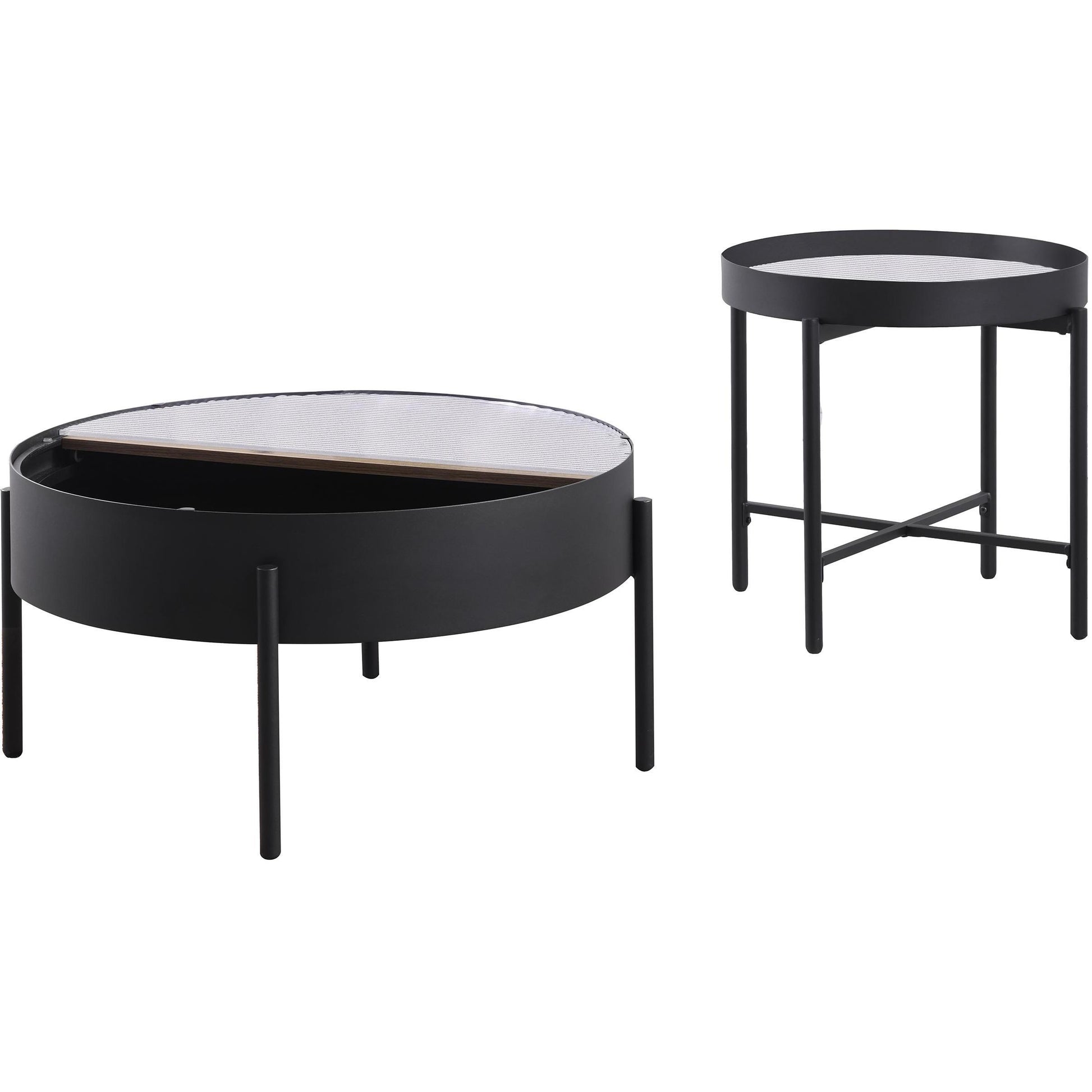  Coaster Furniture Ozella 707898-S2 2-piece Round Coffee and End Table Set - Sandy Black IMAGE 6