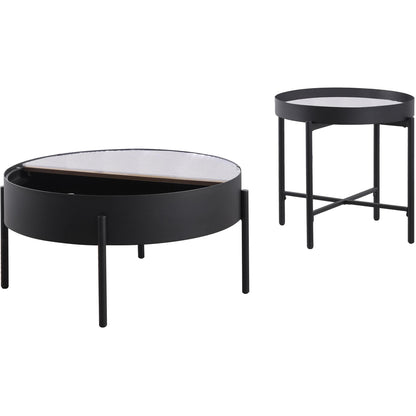  Coaster Furniture Ozella 707898-S2 2-piece Round Coffee and End Table Set - Sandy Black IMAGE 6