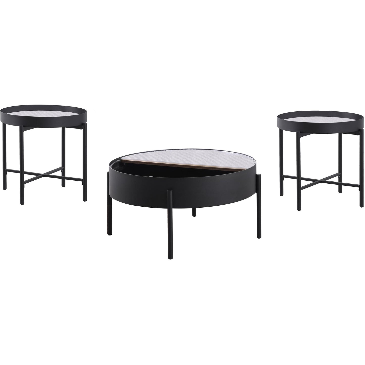  Coaster Furniture Ozella 707898-S3 3-piece Round Coffee and End Table Set - Sandy Black IMAGE 6