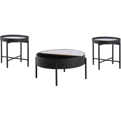  Coaster Furniture Ozella 707898-S3 3-piece Round Coffee and End Table Set - Sandy Black IMAGE 6