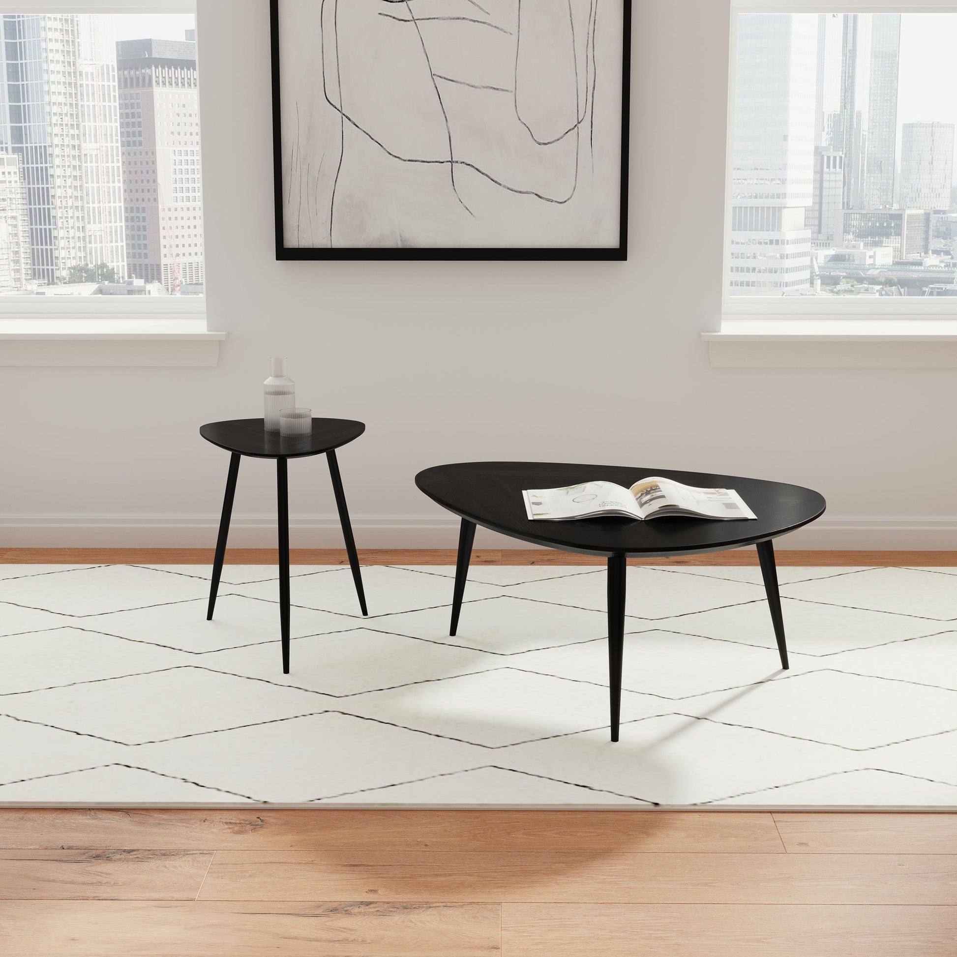  Coaster Furniture Odessa 707918-S2 2-piece Triangular Coffee and End Table Set - Black IMAGE 4