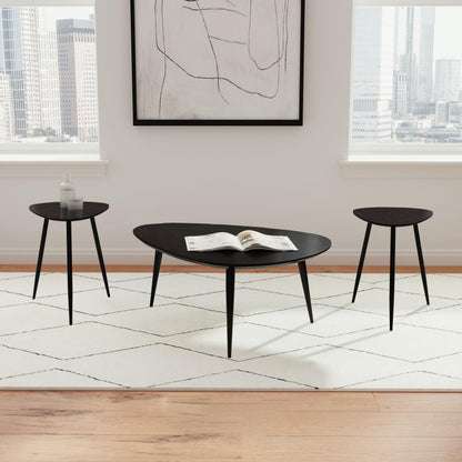  Coaster Furniture Odessa 707918-S3 3-piece Triangular Coffee and End Table Set - Black IMAGE 5
