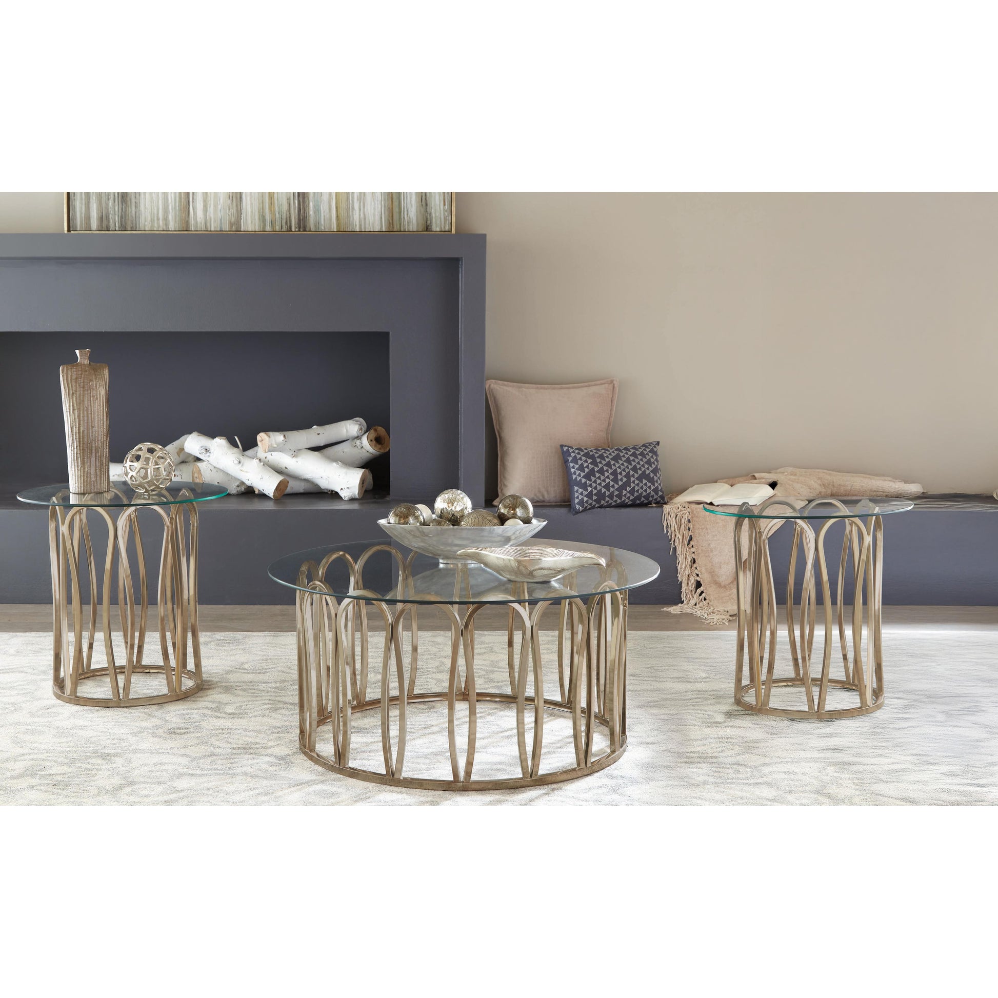  Coaster Furniture Monett 708058-S3 3-piece Coffee and End Table Set - Chocolate Chrome IMAGE 3