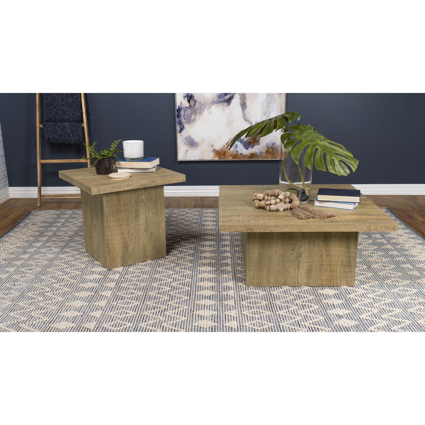  Coaster Furniture Devar 708068-S2 2-piece Square Coffee and End Table Set - Mango IMAGE 2