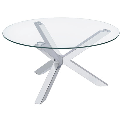  Coaster Furniture Kenzie 708128 Round Tempered Glass Top Coffee Table - Chrome IMAGE 2