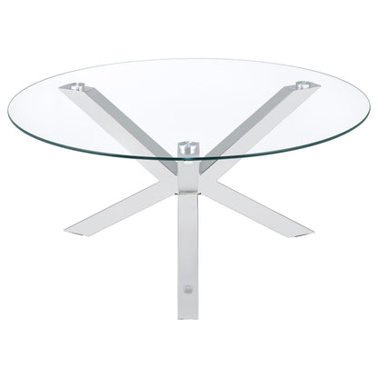  Coaster Furniture Kenzie 708128 Round Tempered Glass Top Coffee Table - Chrome IMAGE 4