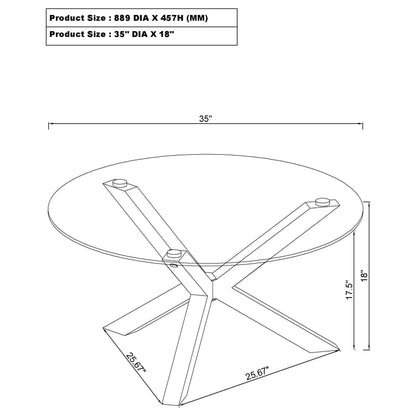  Coaster Furniture Kenzie 708128 Round Tempered Glass Top Coffee Table - Chrome IMAGE 5