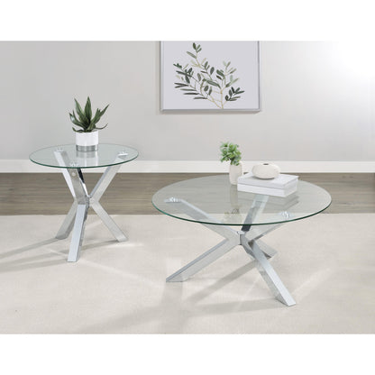  Coaster Furniture Kenzie 708128-S2 2-piece Round Coffee and End Table Set - Chrome IMAGE 2