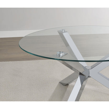  Coaster Furniture Kenzie 708128-S2 2-piece Round Coffee and End Table Set - Chrome IMAGE 3