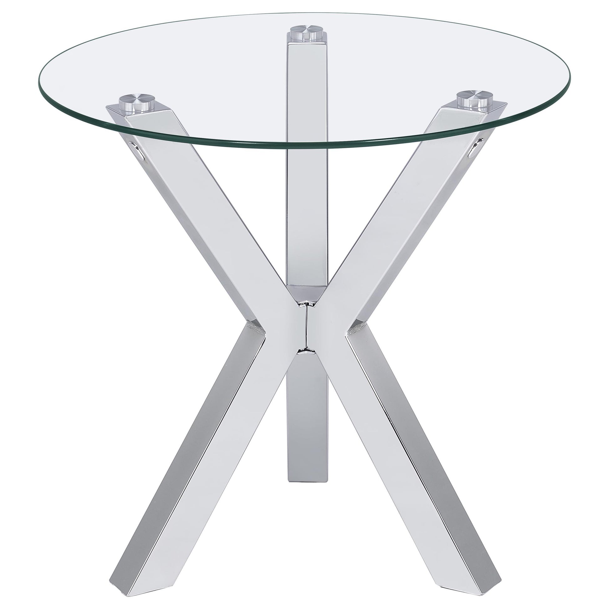  Coaster Furniture Kenzie 708128-S3 3-piece Round Coffee and End Table Set - Chrome IMAGE 4