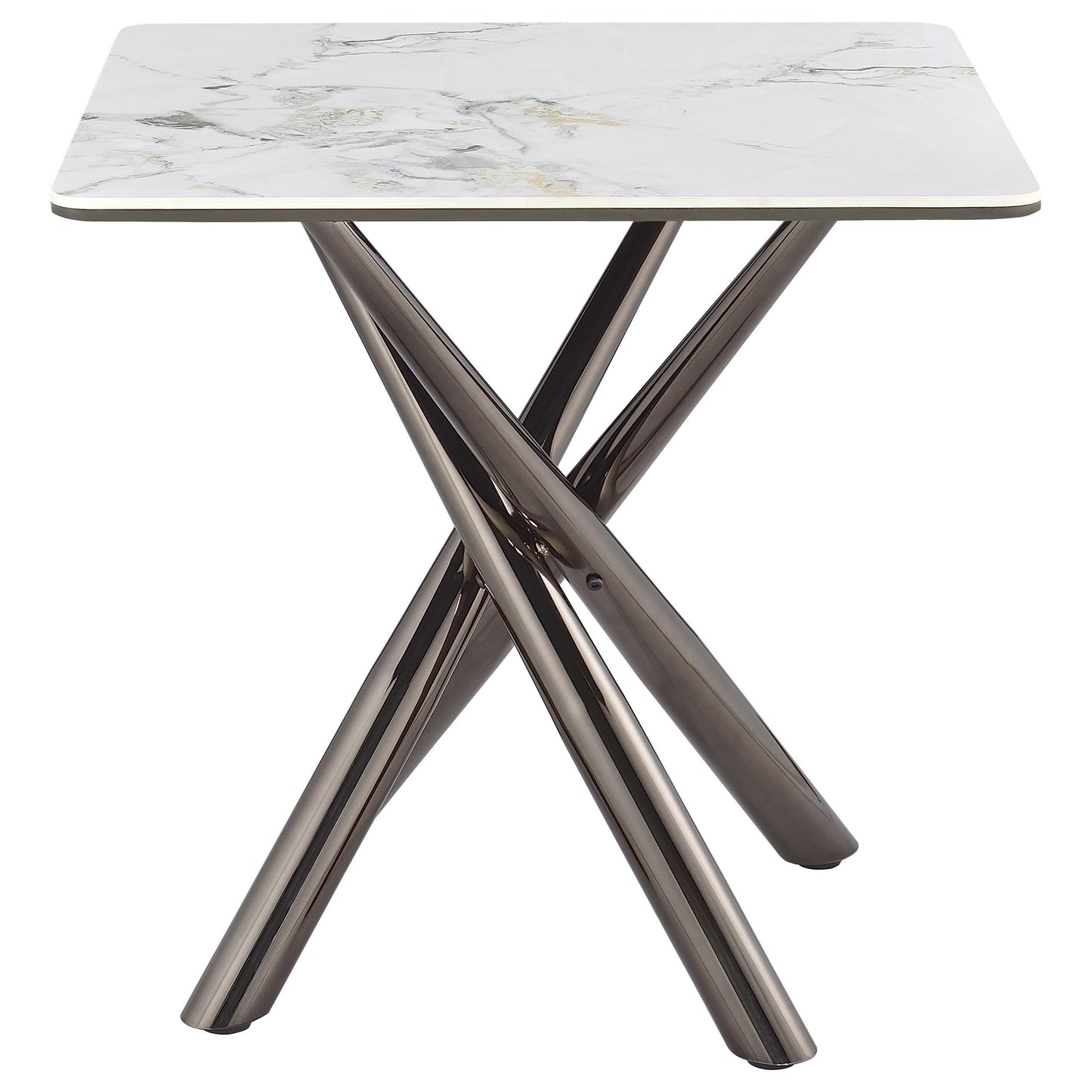  Coaster Furniture Carvell 708137 Square Sintered Stone Side Table Mirage - White IMAGE 1