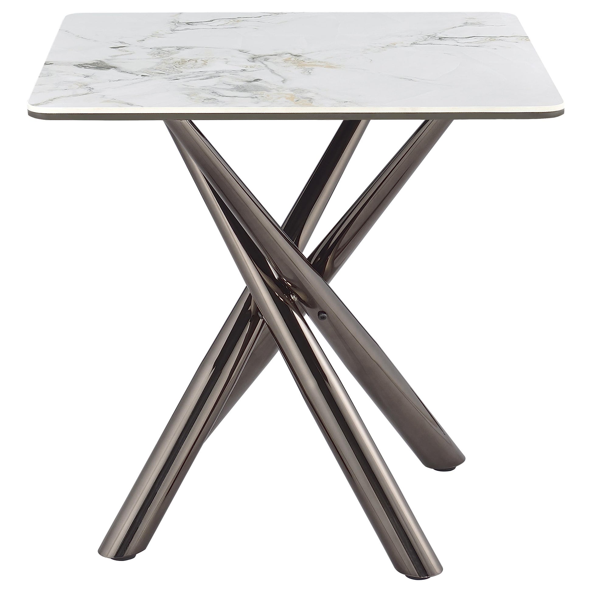  Coaster Furniture Carvell 708137 Square Sintered Stone Side Table Mirage - White IMAGE 1
