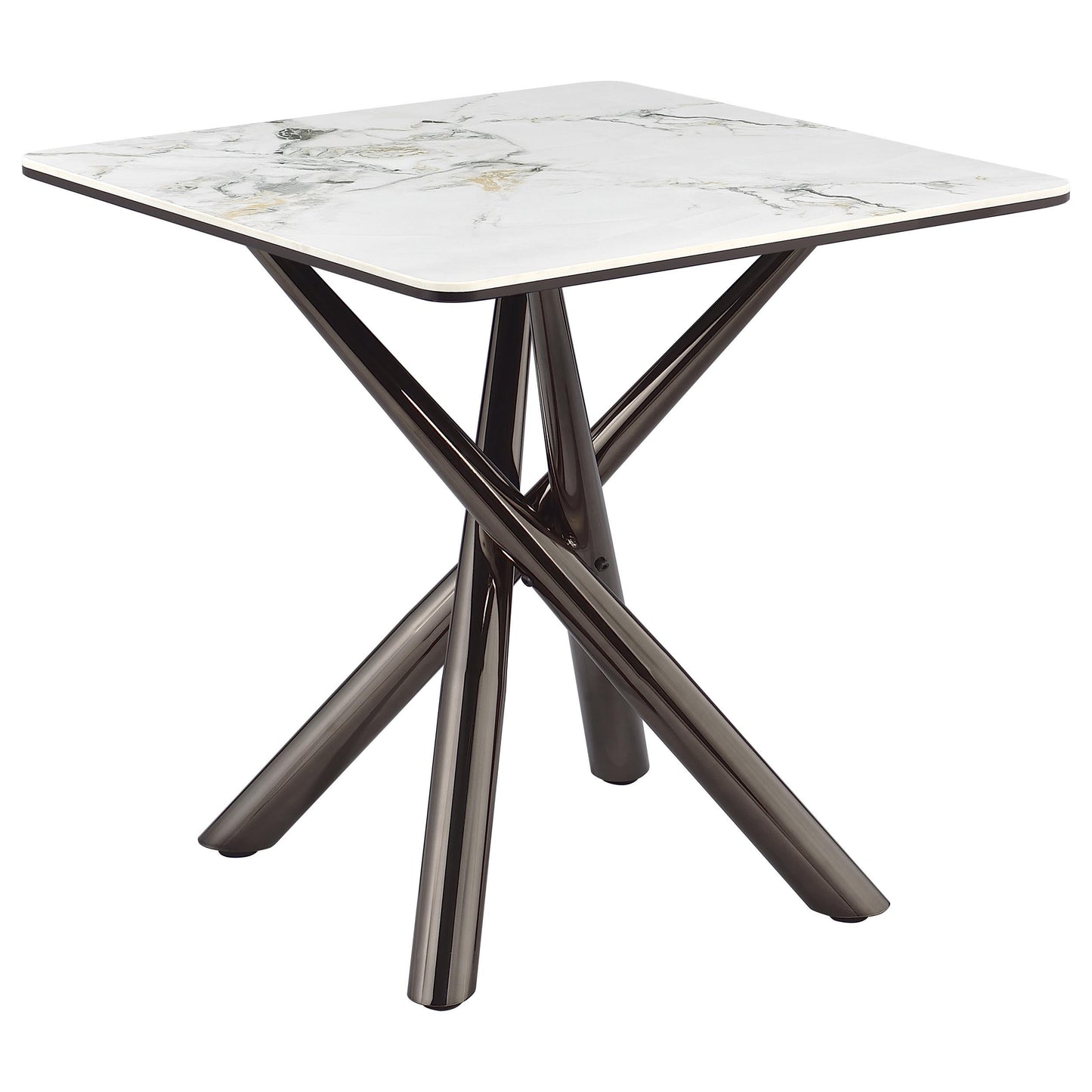  Coaster Furniture Carvell 708137 Square Sintered Stone Side Table Mirage - White IMAGE 4