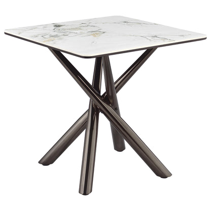  Coaster Furniture Carvell 708137 Square Sintered Stone Side Table Mirage - White IMAGE 4