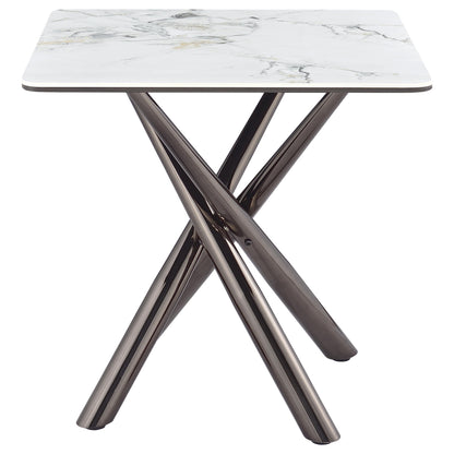  Coaster Furniture Carvell 708137 Square Sintered Stone Side Table Mirage - White IMAGE 7