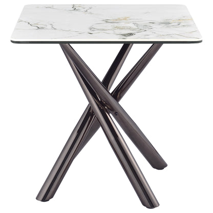  Coaster Furniture Carvell 708137 Square Sintered Stone Side Table Mirage - White IMAGE 9